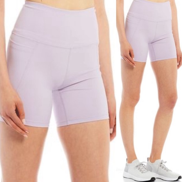 Antonio Melani Women’s Active Power 6 High Waist Lilac Bike Shorts w/Pockets Med - Picture 1 of 8